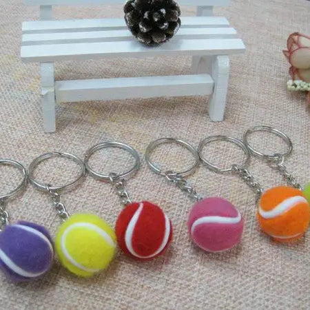 Tennis bag Pendant plastic mini tennis ball key chain small Ornaments sport advertisement keychain fans souvenirs key ring