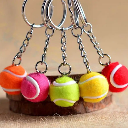 Tennis bag Pendant plastic mini tennis ball key chain small Ornaments sport advertisement keychain fans souvenirs key ring