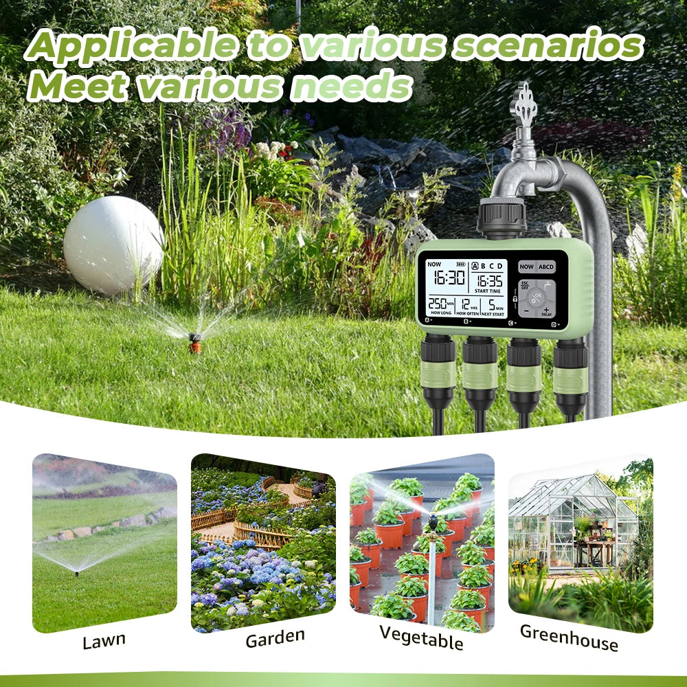 Eshico HCT-379 Outdoor Garden Smart 4 out irrigation timer Four independent interfaces for easy installation of garden tools