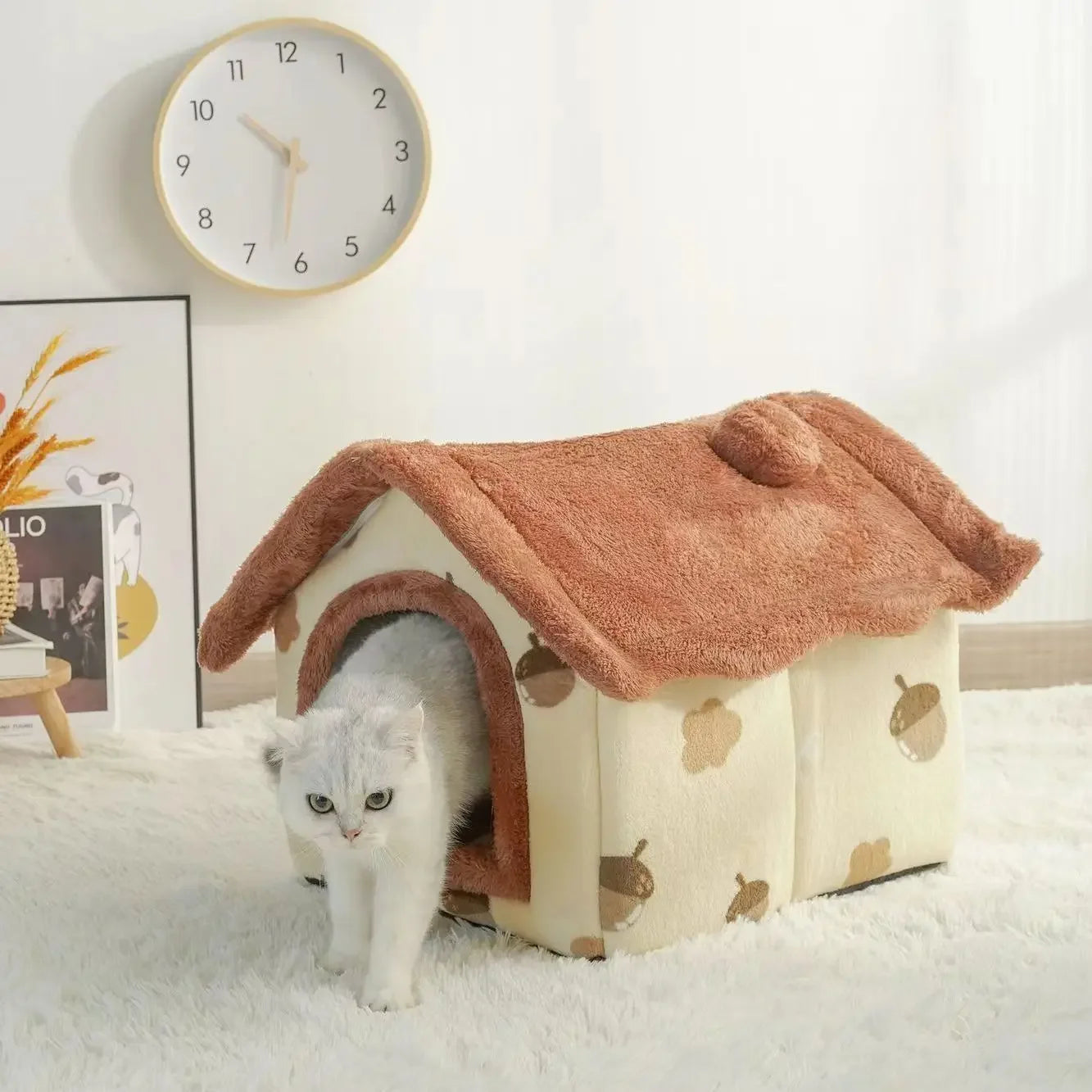 Soft Cat/Dog Bed Deep Sleep House Cats Winter House Removable Cushion Enclosed Pet Tent For Kittens Puppy Cama Cat Supplies