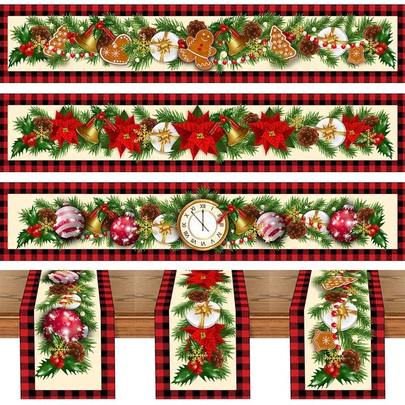 Christmas Table Runner Merry Christmas Decorations For Home 2024 Cristmas Table Flag Cover Navidad Noel Gift New year Tablecloth